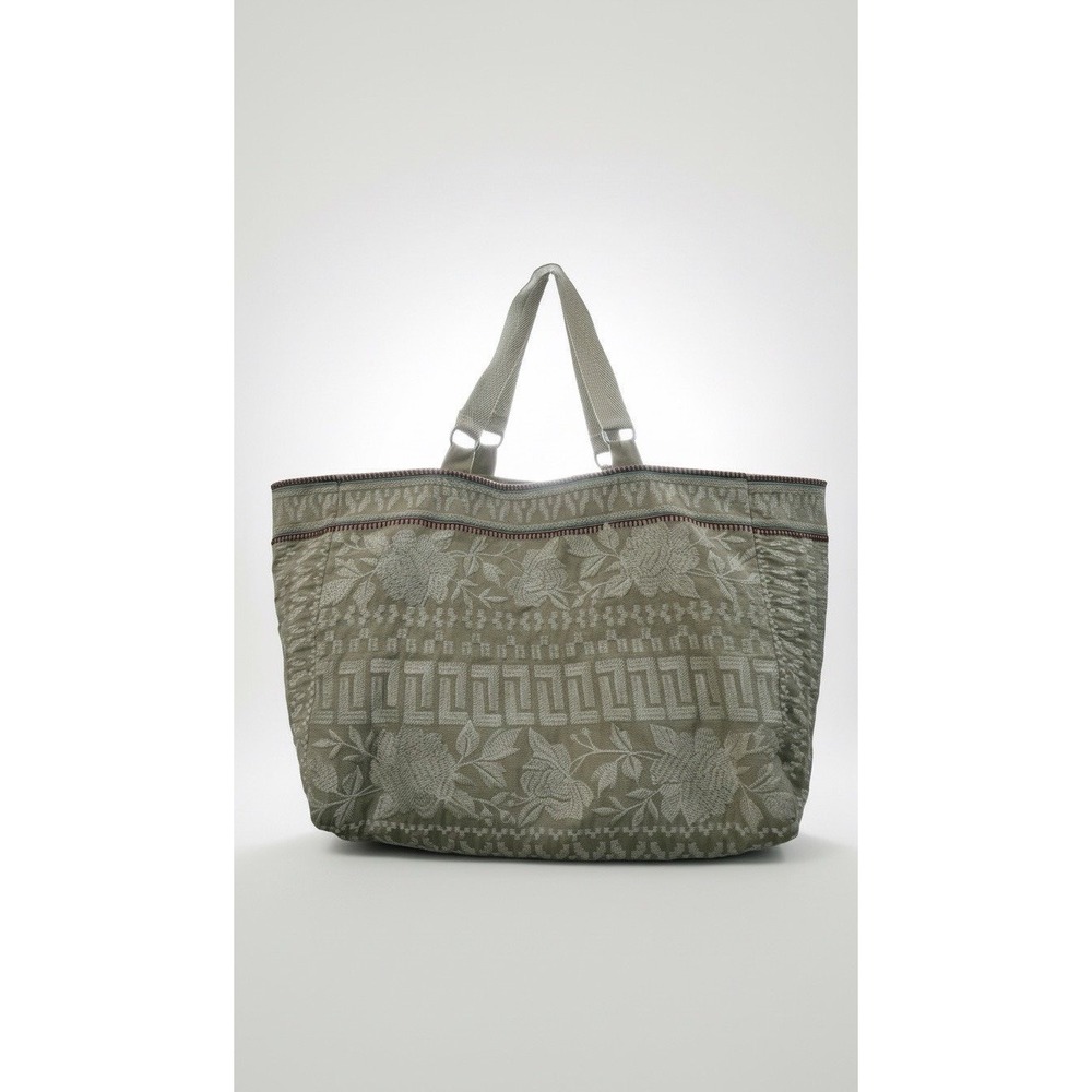 Johnny Was Embroidered Floral Jacquard Oversized Tote Bag Boho Beige - Picture 4 of 8